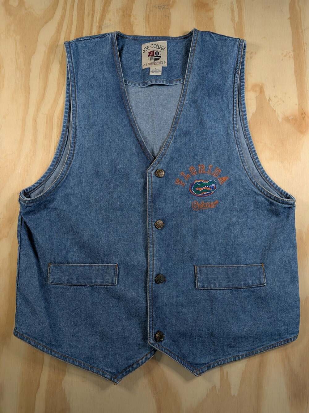 Vintage Florida Gators Denim Vest Joe College Authentic.